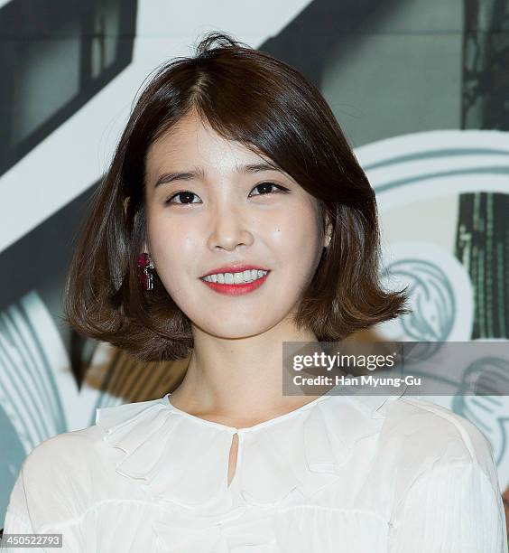 South Korean actress and singer IU attends KBS Drama "Bel Ami" press conference at Imperial Palace Hotel on November 18, 2013 in Seoul, South Korea....