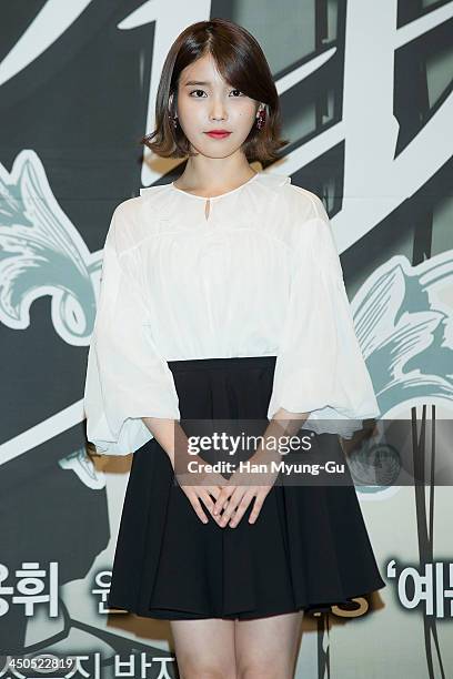 South Korean actress and singer IU attends KBS Drama "Bel Ami" press conference at Imperial Palace Hotel on November 18, 2013 in Seoul, South Korea....