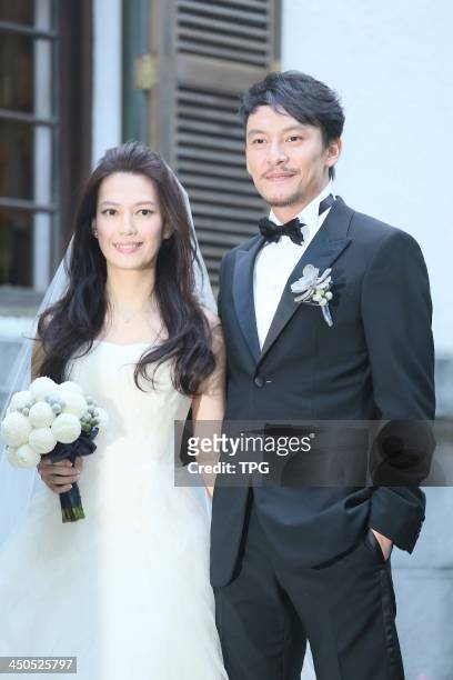 Chang Chen and his wife pose for camera on Monday November 18,2013 in Taipei,China.