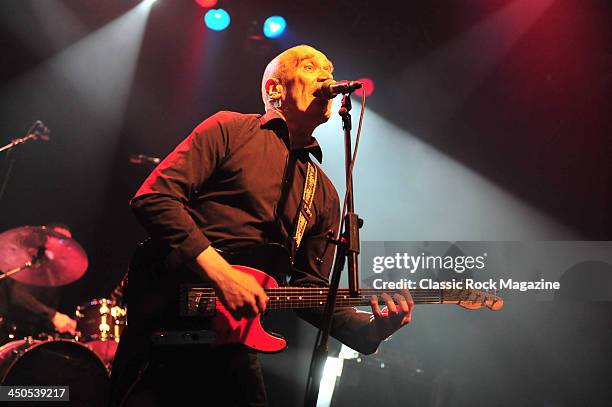 English rock musician Wilko Johnson performing live on stage at KOKO in London during his farewell tour, on March 10, 2013.