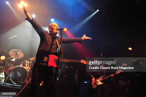 English rock musician Wilko Johnson performing live on stage at KOKO in London during his farewell tour, on March 10, 2013.