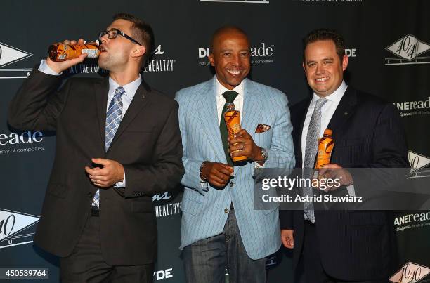 Joseph Mazurkiewicz, Kevin Liles and Glenn Figenholtz attend the Go N'Syde 40/40 Bottle Launch Party at the 40 / 40 Club on June 12, 2014 in New York...