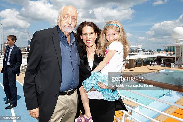 Karl Dall, Janina Dall and her daughter Nelina Dall attend the christening of the ship 'Mein Schiff 3' on June 12, 2014 in Hamburg, Germany.