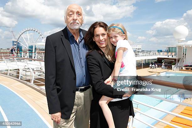 Karl Dall, Janina Dall and her daughter Nelina Dall attend the christening of the ship 'Mein Schiff 3' on June 12, 2014 in Hamburg, Germany.