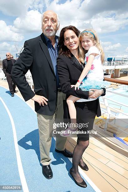 Karl Dall, Janina Dall and her daughter Nelina Dall attend the christening of the ship 'Mein Schiff 3' on June 12, 2014 in Hamburg, Germany.