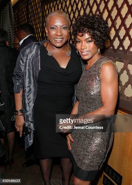 Singer Alyson Williams and actress Angela Bassett attend the after party for the "Black Nativity" premiere at The Red Rooster on November 18, 2013 in...