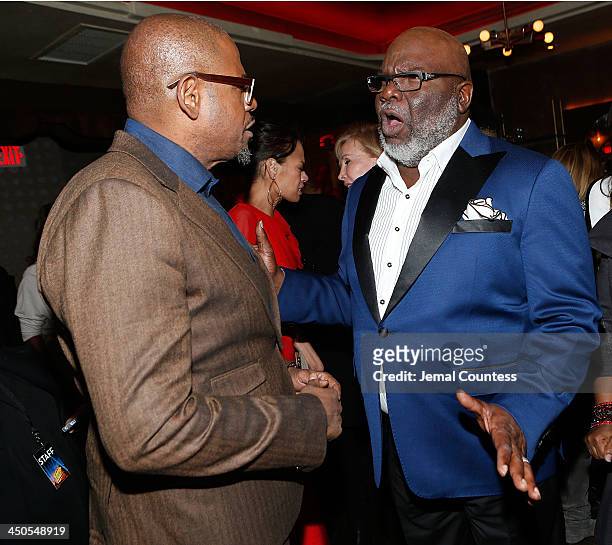 Actor Forest Whitaker and executive producer Bishop TD Jakes attend the after party for the "Black Nativity" premiere at The Red Rooster on November...