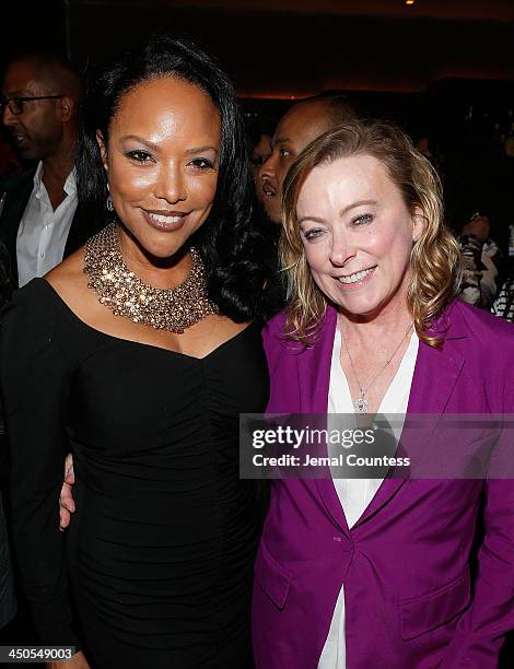 Actress Lynn Whitfield and president of Fox Searchlight Nancy Utley attend the after party for the "Black Nativity" premiere at The Red Rooster on...