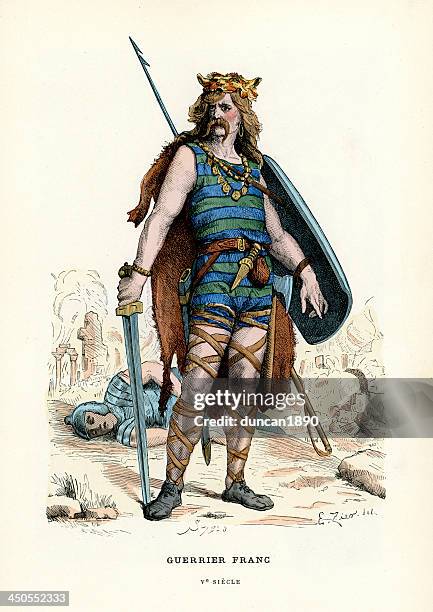 stockillustraties, clipart, cartoons en iconen met warrior of the franks - barbaar