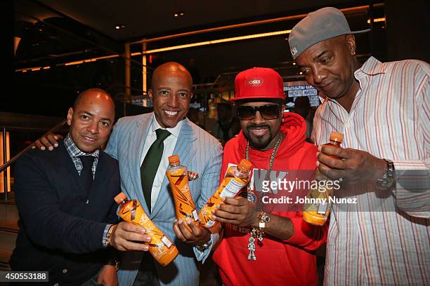 Derek Dudley, Kevin Liles, Jermaine Dupri and Michael Mauldin attend the Go N'Syde 40/40 Bottle Launch Party at the 40 / 40 Club on June 12, 2014 in...