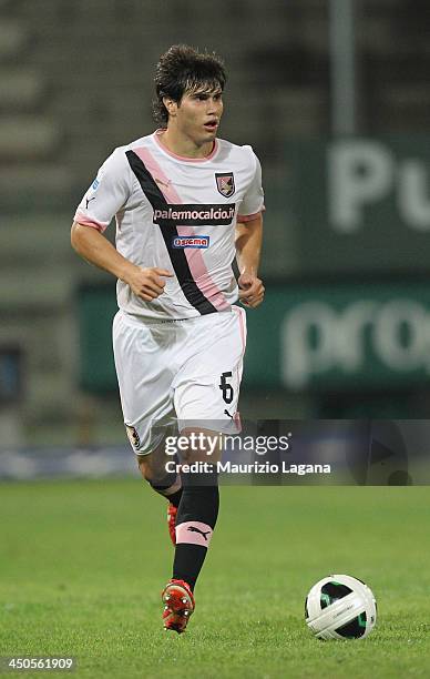 Ezequiel Munoz of Palermo during the Serie B match between Reggina Calcio and US Citta di Palermo at Stadio Oreste Granillo on November 16, 2013 in...