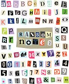 Vector Ransom Note #2- Cut Paper Letters, Numbers, Symbols