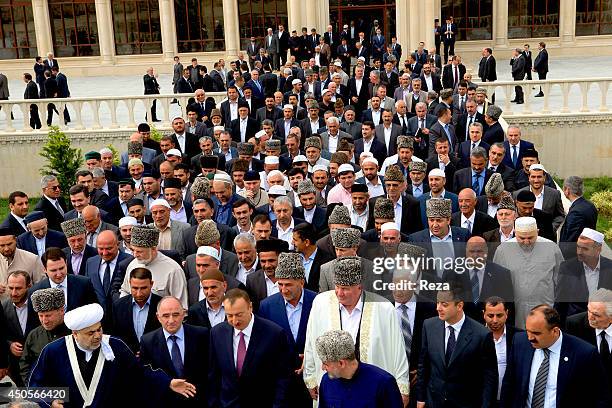 May 17 Shamakhi Juma Mosque, Shamakhi, Azerbaijan. President of the Azerbaijani Republic, Ilham Aliyev, is accompanied by Elshad Isgandarov, Chairman...