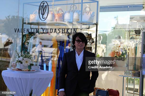 Russian Designer Valentin Yudashkin speaks to the media during the opening of his first store in Bodrum district of Mugla, Turkey on June 13, 2014.