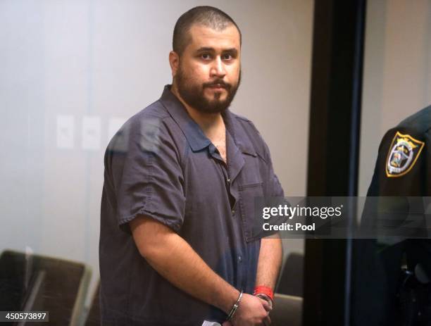 George Zimmerman, the acquitted shooter in the death of Trayvon Martin, arrives in Courtroom J2 to face a Seminole circuit judge during a...