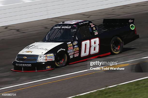 Korbin Forrister drives the McNair McLemore Middlebrooks LLC Chevrolet during practice for the NASCAR Camping World Truck Series Drivin' For Lineman...