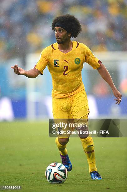 Benoit Assou-Ekotto of Cameroon during the 2014 FIFA World Cup Brazil Group A match between Mexico and Cameroon at Estadio das Dunas on June 13, 2014...