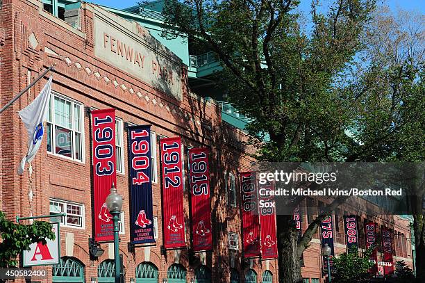 The Fenway Park facade as seen from the corner of Yawkey Way and Brookline Ave on May 21, 2011 in Boston, Massachusetts. Photo by Michael...