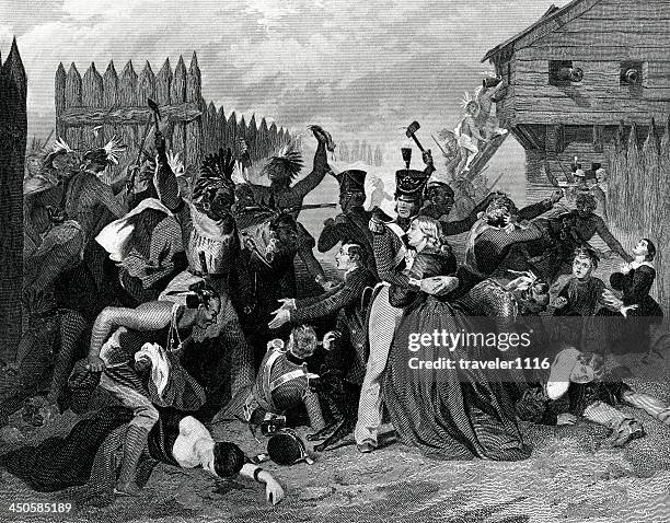 stockillustraties, clipart, cartoons en iconen met massacre at fort mimms - mobile alabama