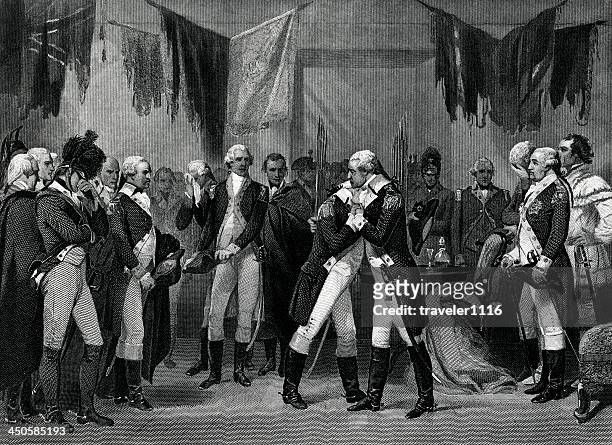 washington's farewell to his officers - president stock illustrations
