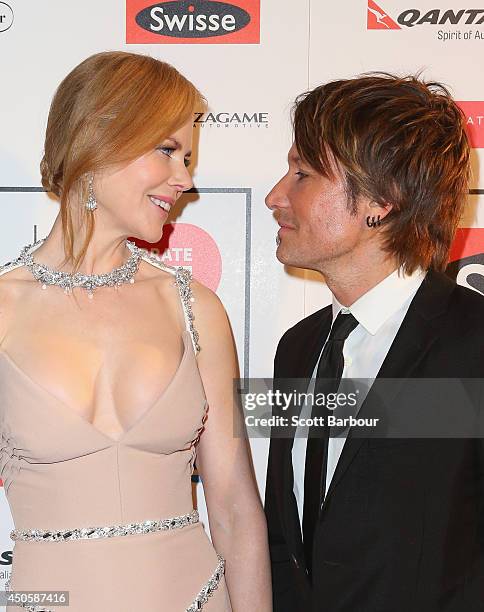 Actress Nicole Kidman and Keith Urban attend the Celebrate Life Ball at Grand Hyatt Melbourne on June 13, 2014 in Melbourne, Australia.