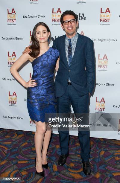 Actress Emmy Rossum and director/writer Sam Esmail attend the 2014 Los Angeles Film Festival - Screening Of "Comet" at Regal Cinemas L.A. Live on...