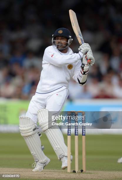 Prasanna Jayawardene of Sri Lanka bats during day three of 1st Investec Test match between England and Sri Lanka at Lord's Cricket Ground on June 14,...