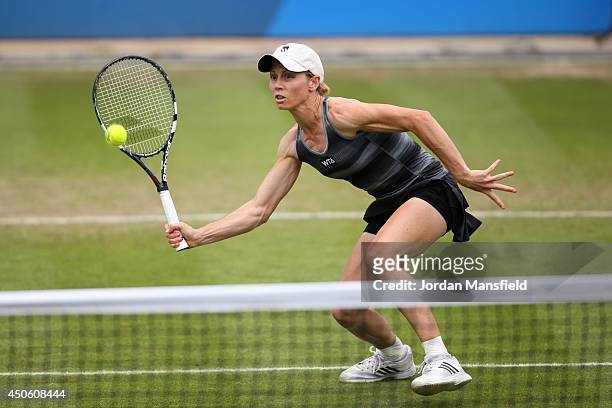 Cara Black of Zimbabwe in action during her doubles semi-final match against Raquel Kops-Jones of the USA and Abigail Spears of the USA during day...