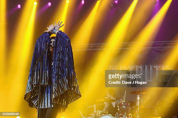 Luke Spiller of 'The Struts' performs at The Isle of Wight Festival at Seaclose Park on June 14, 2014 in Newport, Isle of Wight.