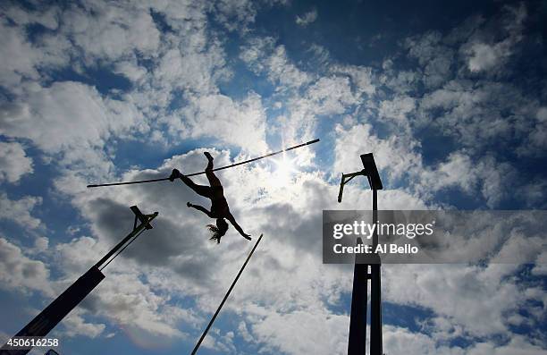 Katerina Stefandi of Greece competes in the pole vault during the Adidas Grand Prix at Icahn Stadium on Randalls Island on June 14, 2014 in New York...