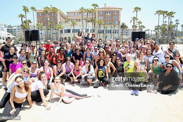 Team Workout personal trainers Chris and Heidi Powell and guests attend OK! Body & Soul 2014 at The Casa Del Mar Hotel on June 14, 2014 in Santa...