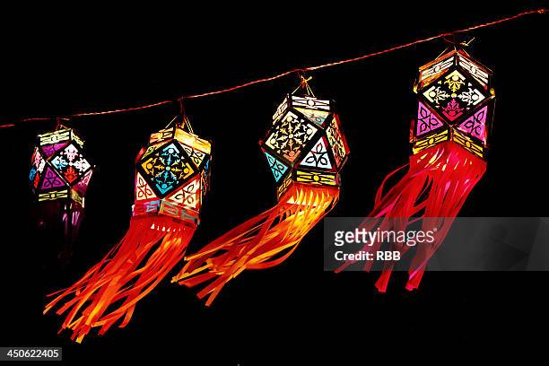 happy diwali, aakash kandil - laxmi puja during tihar or deepawali and diwali celebrations fotografías e imágenes de stock