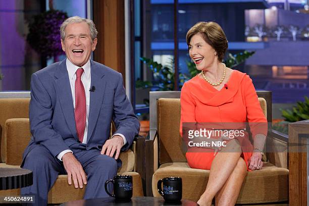 Episode 4570 -- Pictured: Former President George W. Bush, Former First Lady Laura Bush during an interview on November 19, 2013 --