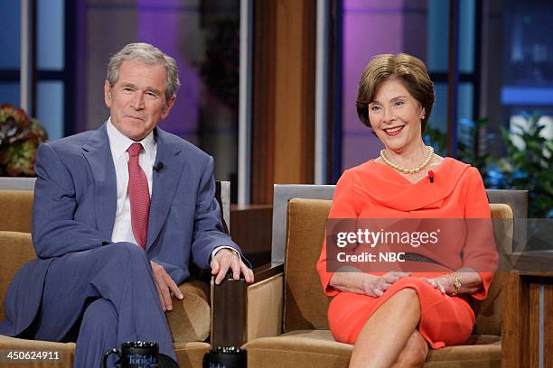 Episode 4570 -- Pictured: Former President George W. Bush, Former First Lady Laura Bush during an interview on November 19, 2013 --