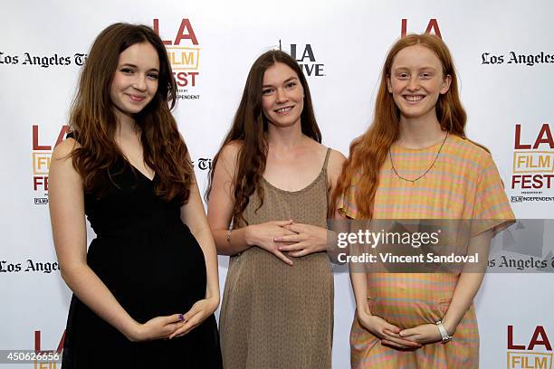 Actors Gina Piersanti, Hannah Gross and India Menuez attend the premiere of "Uncertain Terms" during the 2014 Los Angeles Film Festival at Regal...