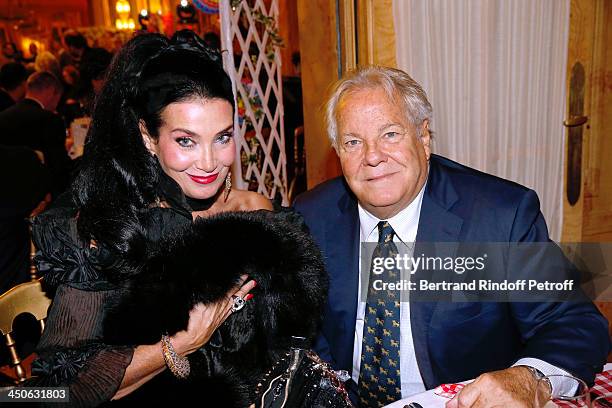 Lamia Khashoggi and Massimo Gargia attend 'Les Puits du Desert' Charity Gala at Cercle des Armees on November 19, 2013 in Paris, France.