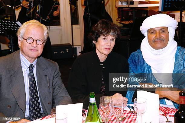 Bernard Fixot with his wife Valerie Anne Giscard d'Estaing and CEO of O.N.G. 'Tidene' Mohamed Ixa attend 'Les Puits du Desert' Charity Gala at Cercle...