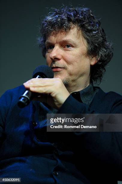 Director Michel Gondry attends Meet the Filmmaker; Michel Gondry, "Is the Man Who Is Tall Happy" at the Apple Store Soho on November 19, 2013 in New...