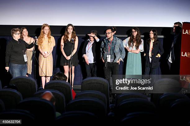 Cast and crew speak onstage at the premiere of "Uncertain Terms" during the 2014 Los Angeles Film Festival at Regal Cinemas L.A. Live on June 14,...