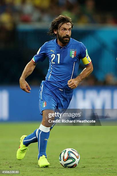 Andrea Pirlo of Italy controls the ball during the 2014 FIFA World Cup Brazil Group D match between England and Italy at Arena Amazonia on June 14,...