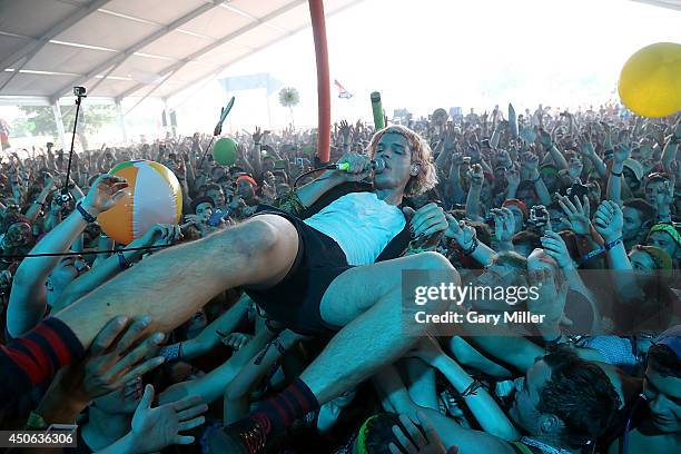 Christian Zucconi performs in concert with Grouplove during the 2014 Bonnaroo Music & Arts Festival on June 14, 2014 in Manchester, Tennessee.