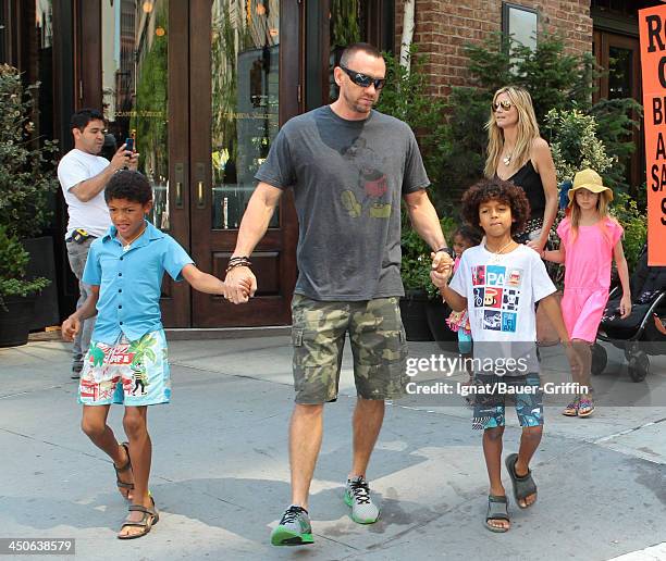 June 21: Heidi Klum and Martin Kristen with her children Leni Samuel, Henry Samuel and Johan Samuel are seen on June 21, 2013 in New York City.