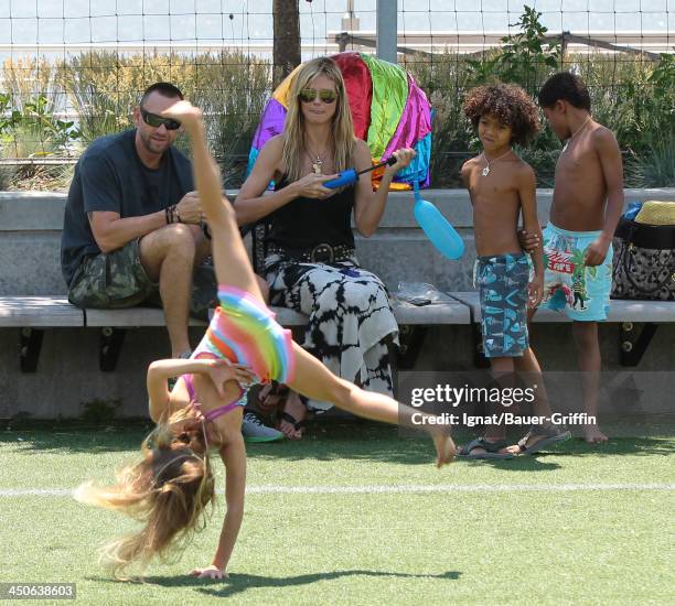 June 21: Heidi Klum and Martin Kristen with her children Leni Samuel, Henry Samuel and Johan Samuel are seen on June 21, 2013 in New York City.