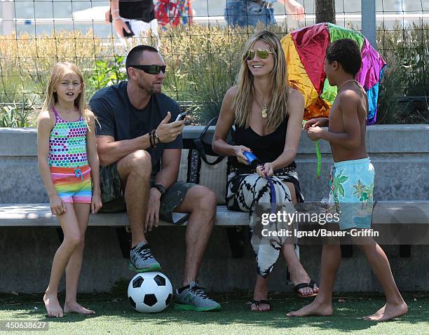 June 21: Heidi Klum and Martin Kristen with her children Leni Samuel and Henry Samuel are seen on June 21, 2013 in New York City.