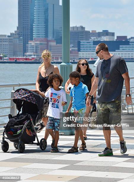 June 21: Heidi Klum and Martin Kristen with her children, Henry Samuel, Johan Samuel are seen on June 21, 2013 in New York City.
