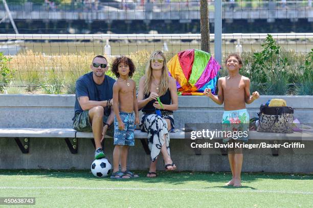 June 21: Heidi Klum and Martin Kristen with her children Henry Samuel, Johan Samuel are seen on June 21, 2013 in New York City.