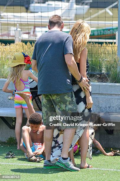 June 21: Heidi Klum and Martin Kristen with her children Leni Samuel, Henry Samuel, Johan Samuel are seen on June 21, 2013 in New York City.