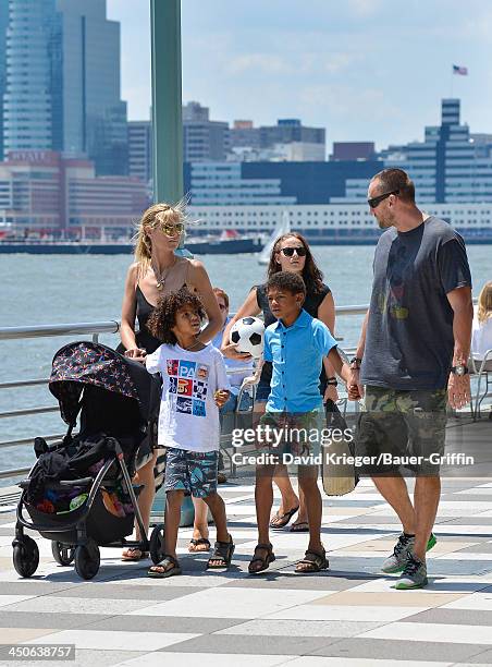 June 21: Heidi Klum and Martin Kristen with her children, Henry Samuel, Johan Samuel are seen on June 21, 2013 in New York City.