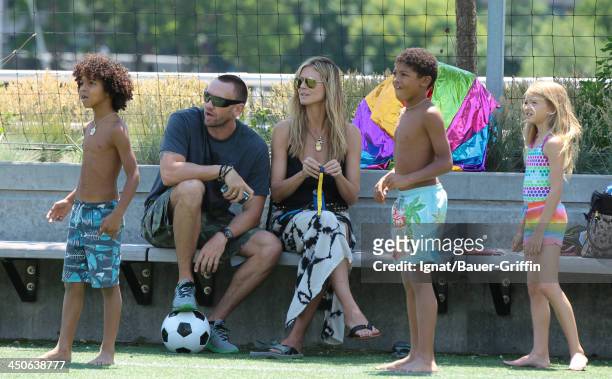 June 21: Heidi Klum and Martin Kristen with her children Leni Samuel, Henry Samuel, Johan Samuel are seen on June 21, 2013 in New York City.