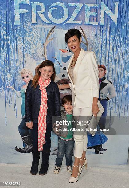 Actress Catherine Bell and kids attend The World Premiere of Walt Disney Animation Studios' "Frozen" at El Capitan Theatre on November 19, 2013 in...